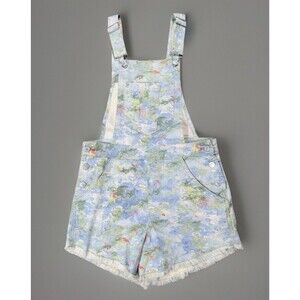 Anthropologie Pilcro Boho Watercolor Denim Overall Shorts Women’s Size 26